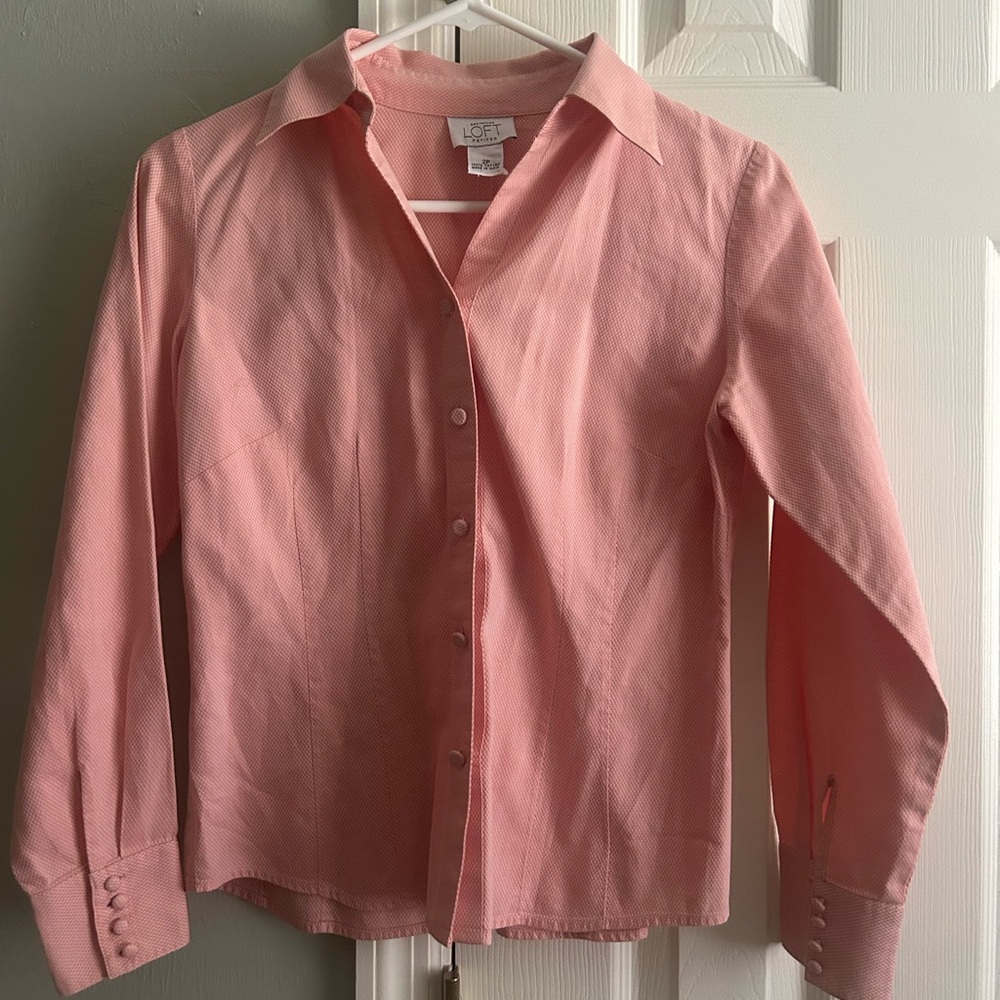 LOFT Blush Pink Peach Collared Shirt